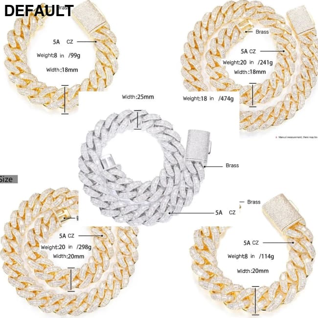 New Iced Out Square Cut Cuban Link Chain 18K Gold Plated Hip Hop Necklace for Men 18mm/20mm/25mm Fully CZ Diamond Bling