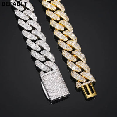 New Iced Out Square Cut Cuban Link Chain 18K Gold Plated Hip Hop Necklace for Men 18mm/20mm/25mm Fully CZ Diamond Bling