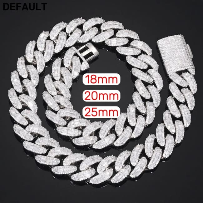 New Iced Out Square Cut Cuban Link Chain 18K Gold Plated Hip Hop Necklace for Men 18mm/20mm/25mm Fully CZ Diamond Bling