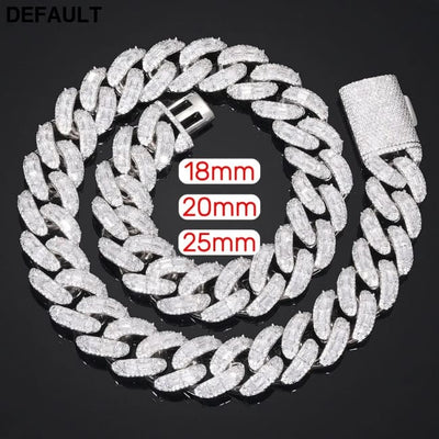 New Iced Out Square Cut Cuban Link Chain 18K Gold Plated Hip Hop Necklace for Men 18mm/20mm/25mm Fully CZ Diamond Bling