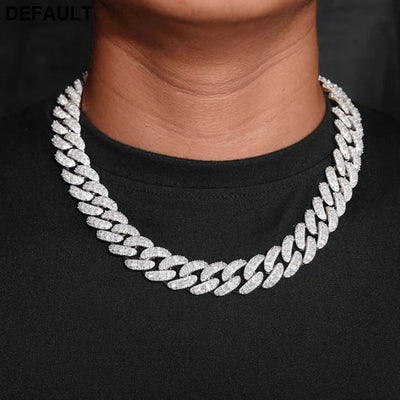 New Iced Out Square Cut Cuban Link Chain 18K Gold Plated Hip Hop Necklace for Men 18mm/20mm/25mm Fully CZ Diamond Bling