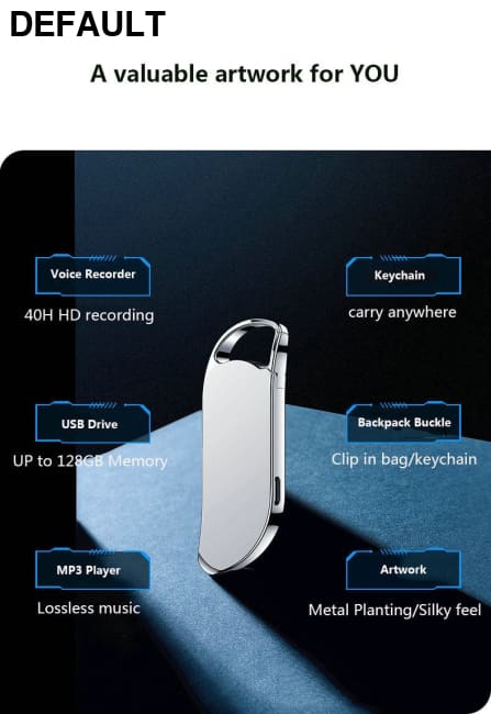 New Product V11 Keychain Voice Recorder Portable MP3 Player Silvery / 32GB Digital Recorders