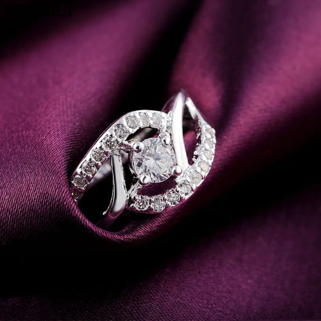 New streetwear 925 Sterling Silver Shiny Zircon diamond Wedding Rings