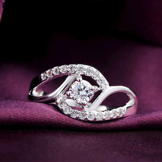 New streetwear 925 Sterling Silver Shiny Zircon diamond Wedding Rings
