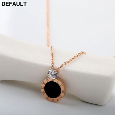 Niche Design Necklace Female Korean Version Round Roman Letters Diamond Clavicle Chain Titanium Steel Sterling Silver