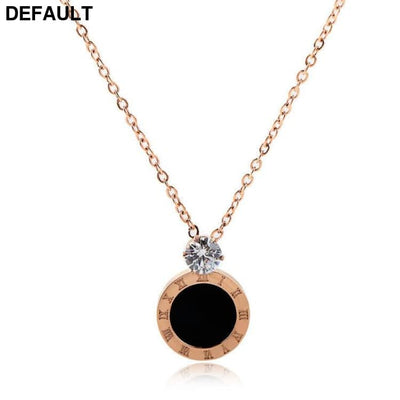 Niche Design Necklace Female Korean Version Round Roman Letters Diamond Clavicle Chain Titanium Steel Sterling Silver