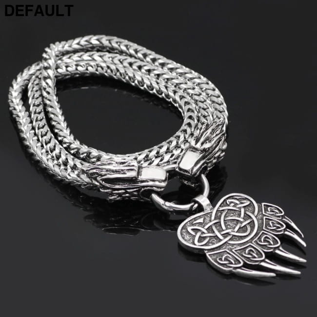Nordic Viking Guardian Totem Bear Claw Titanium Steel Men’s Men Necklaces Sterling Silver