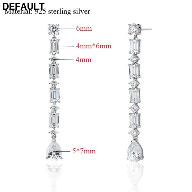 OEVAS 100% 925 Sterling Silver High Carbon Diamond Long Drop Earrings For Women Wedding Engagement Party Fine Jewelry