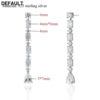 OEVAS 100% 925 Sterling Silver High Carbon Diamond Long Drop Earrings For Women Wedding Engagement Party Fine Jewelry