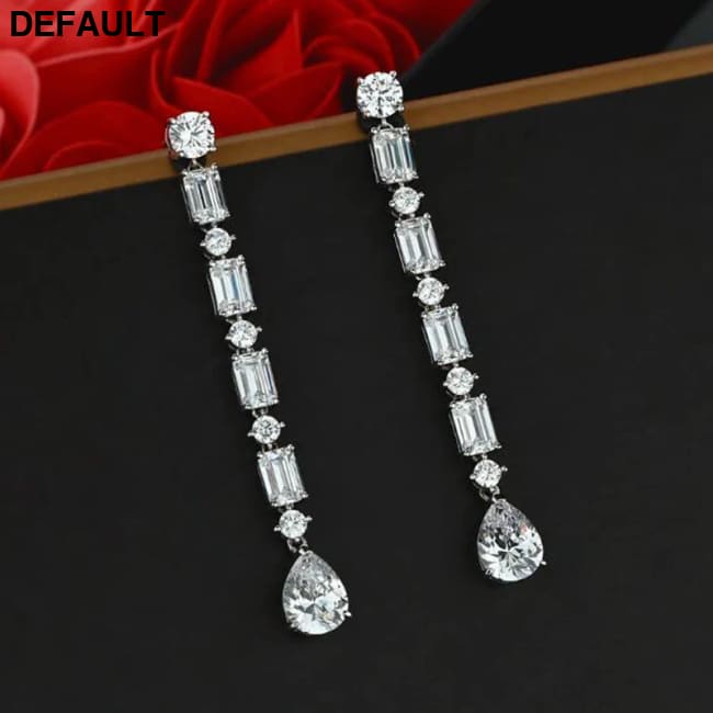 OEVAS 100% 925 Sterling Silver High Carbon Diamond Long Drop Earrings For Women Wedding Engagement Party Fine Jewelry