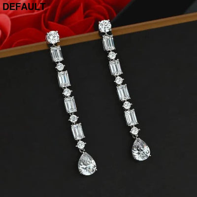OEVAS 100% 925 Sterling Silver High Carbon Diamond Long Drop Earrings For Women Wedding Engagement Party Fine Jewelry