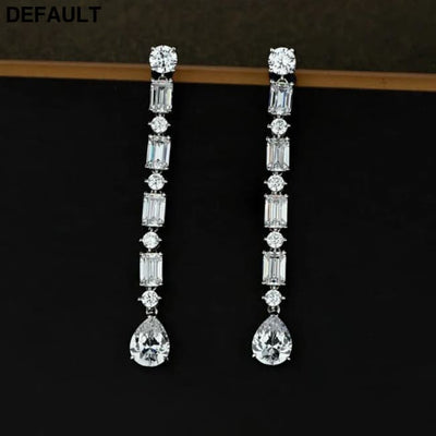 OEVAS 100% 925 Sterling Silver High Carbon Diamond Long Drop Earrings For Women Wedding Engagement Party Fine Jewelry
