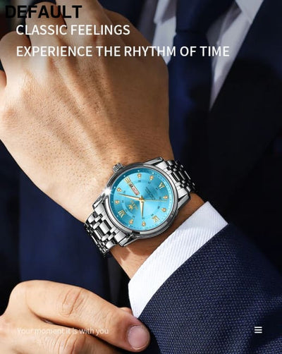 OLEVS 5513 Exclusive Original Quartz Watch for Men Diamond Roman Scale Waterproof Wristwatch Dual Calendar Stainless