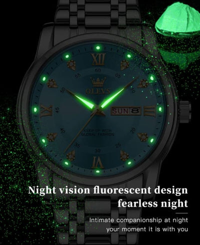 OLEVS 5513 Exclusive Original Quartz Watch for Men Diamond Roman Scale Waterproof Wristwatch Dual Calendar Stainless