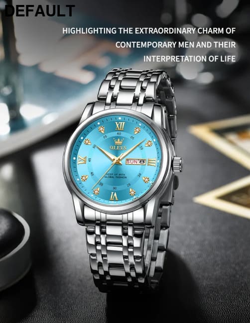 OLEVS 5513 Exclusive Original Quartz Watch for Men Diamond Roman Scale Waterproof Wristwatch Dual Calendar Stainless