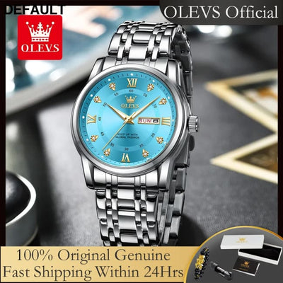 OLEVS 5513 Exclusive Original Quartz Watch for Men Diamond Roman Scale Waterproof Wristwatch Dual Calendar Stainless