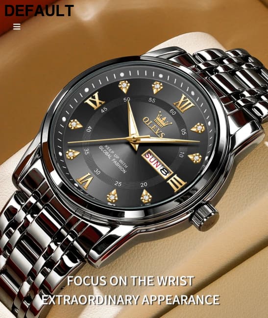 OLEVS 5513 Exclusive Original Quartz Watch for Men Diamond Roman Scale Waterproof Wristwatch Dual Calendar Stainless