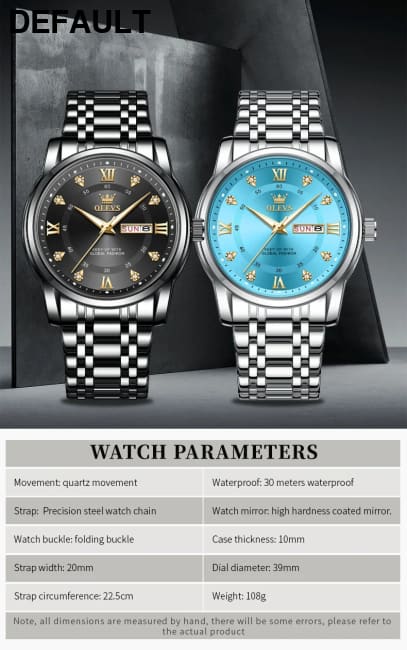 OLEVS 5513 Exclusive Original Quartz Watch for Men Diamond Roman Scale Waterproof Wristwatch Dual Calendar Stainless