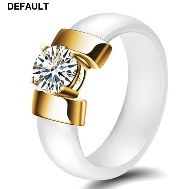 Plus Cubic Zirconia Ceramic Rings gold white / 6 Sterling Silver