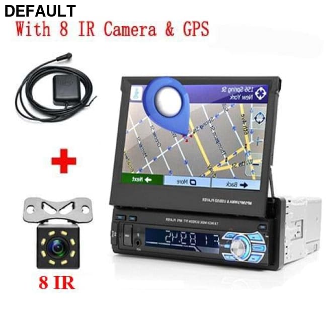 Podofo 1din Car Radio GPS Navigation 7’’ HD Retractable Screen MP5 Player Bluetooth Stereo Mirror Link Autoradio Rear
