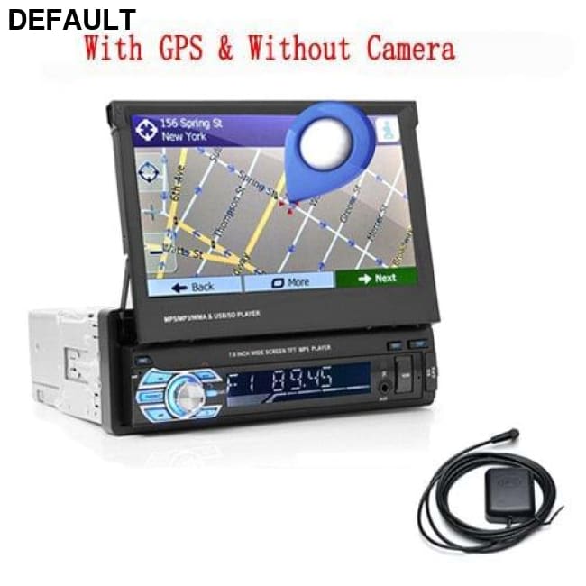 Podofo 1din Car Radio GPS Navigation 7’’ HD Retractable Screen MP5 Player Bluetooth Stereo Mirror Link Autoradio Rear
