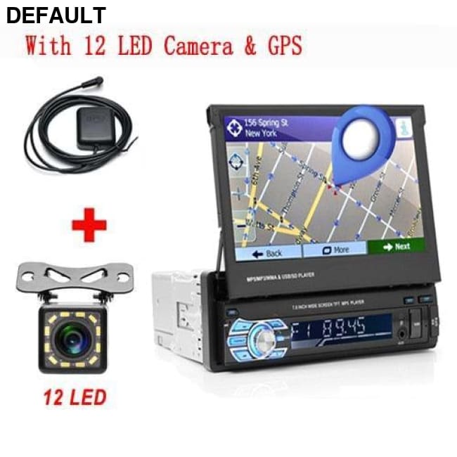 Podofo 1din Car Radio GPS Navigation 7’’ HD Retractable Screen MP5 Player Bluetooth Stereo Mirror Link Autoradio Rear