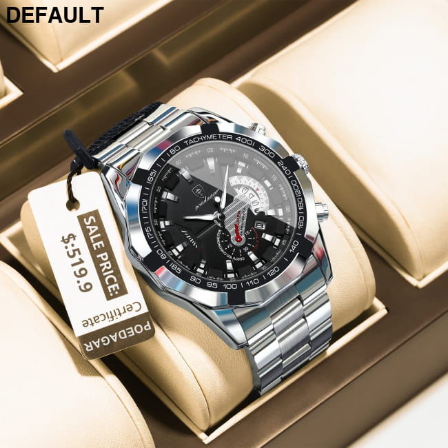 POEDAGAR Business Military Men Clock Waterproof Luminous 1801 Silver Black Quartz Watches Best Selling Products