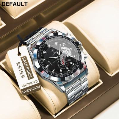 POEDAGAR Business Military Men Clock Waterproof Luminous Calendar Man Wristwatch Stainless Steel Quartz Men’s Watches