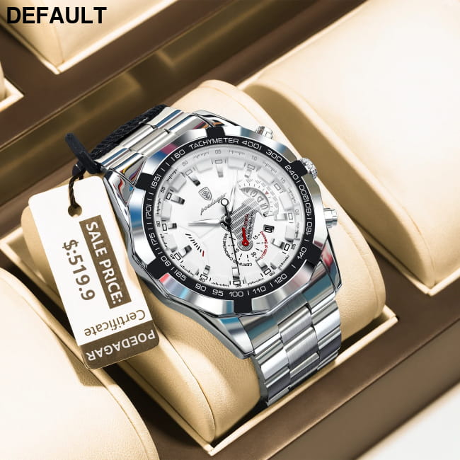 POEDAGAR Business Military Men Clock Waterproof Luminous 1801 Silver White Quartz Watches Best Selling Products