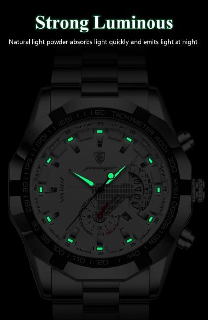 POEDAGAR Business Military Men Clock Waterproof Luminous Calendar Man Wristwatch Stainless Steel Quartz Men’s Watches