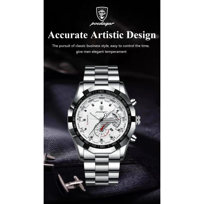 POEDAGAR Business Military Men Clock Waterproof Luminous Quartz Watches Best Selling Products