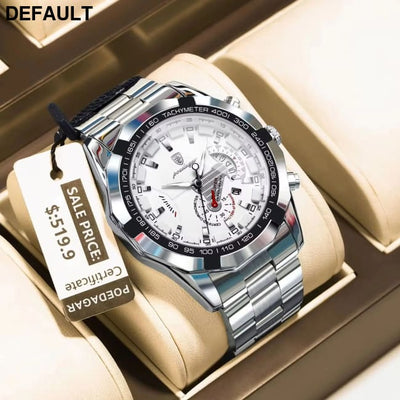POEDAGAR Business Military Men Clock Waterproof Luminous Calendar Man Wristwatch Stainless Steel Quartz Men’s Watches