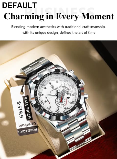 POEDAGAR Business Military Men Clock Waterproof Luminous Calendar Man Wristwatch Stainless Steel Quartz Men’s Watches