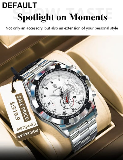 POEDAGAR Business Military Men Clock Waterproof Luminous Calendar Man Wristwatch Stainless Steel Quartz Men’s Watches