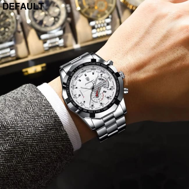 POEDAGAR Business Military Men Clock Waterproof Luminous Calendar Man Wristwatch Stainless Steel Quartz Men’s Watches