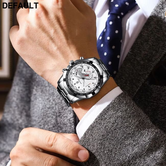 POEDAGAR Business Military Men Clock Waterproof Luminous Calendar Man Wristwatch Stainless Steel Quartz Men’s Watches