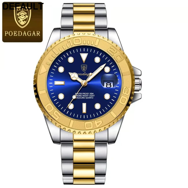 POEDAGAR Luxury Business Men Watch Waterproof Luminous Date 680 Gold Blue Quartz Watches Best Selling Products