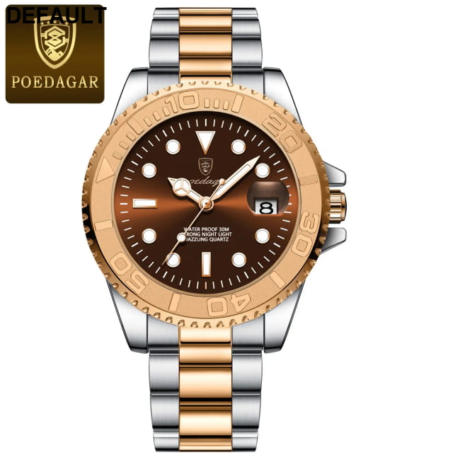 POEDAGAR Luxury Business Men Watch Waterproof Luminous Date 680 Rose Gold Brown Quartz Watches Best Selling Products