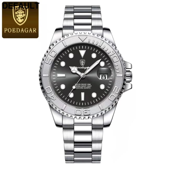 POEDAGAR Luxury Business Men Watch Waterproof Luminous Date 680 Silver Gray Quartz Watches Best Selling Products