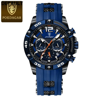 POEDAGAR Luxury Man Wristwatch Sport Chronograph Waterproof Luminous Date Watches for Men Casual Quartz Silicone Watch