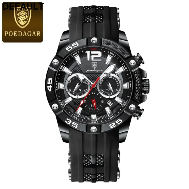 POEDAGAR Luxury Man Wristwatch Sport Chronograph Waterproof Black Men Quartz Watches Best Selling Products