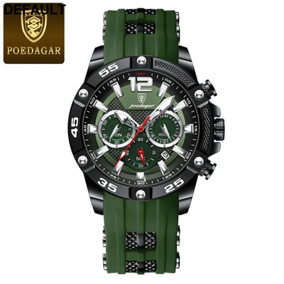 POEDAGAR Luxury Man Wristwatch Sport Chronograph Waterproof Luminous Date Watches for Men Casual Quartz Silicone Watch