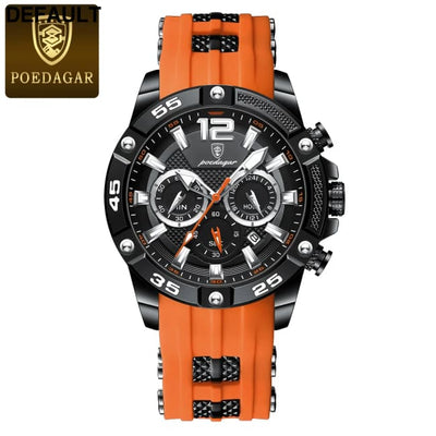 POEDAGAR Luxury Man Wristwatch Sport Chronograph Waterproof Luminous Date Watches for Men Casual Quartz Silicone Watch