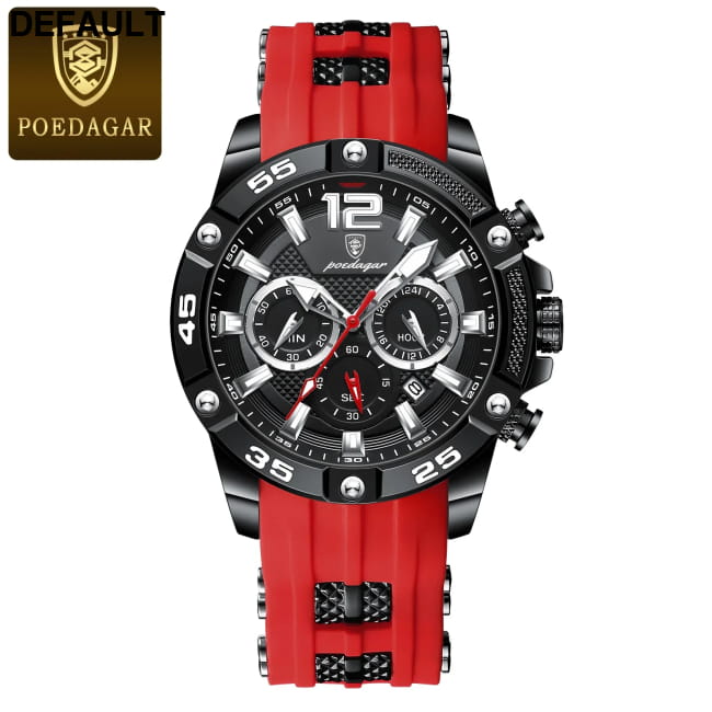 POEDAGAR Luxury Man Wristwatch Sport Chronograph Waterproof Black Red Men Quartz Watches Best Selling Products