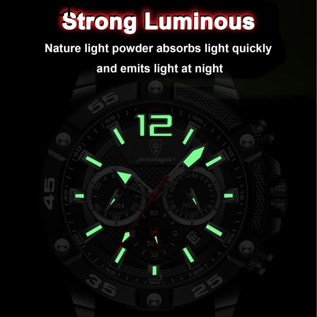 POEDAGAR Luxury Man Wristwatch Sport Chronograph Waterproof Luminous Date Watches for Men Casual Quartz Silicone Watch