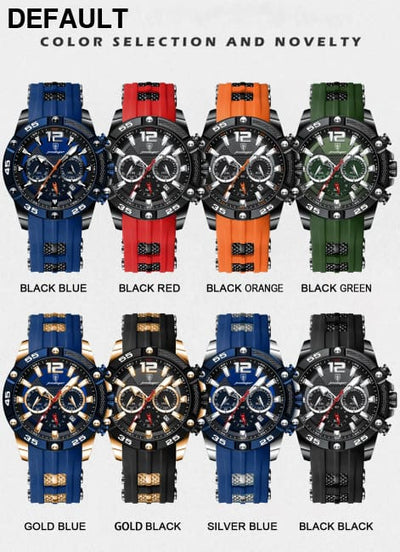 POEDAGAR Luxury Man Wristwatch Sport Chronograph Waterproof Luminous Date Watches for Men Casual Quartz Silicone Watch