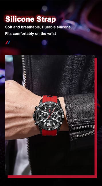 POEDAGAR Luxury Man Wristwatch Sport Chronograph Waterproof Luminous Date Watches for Men Casual Quartz Silicone Watch