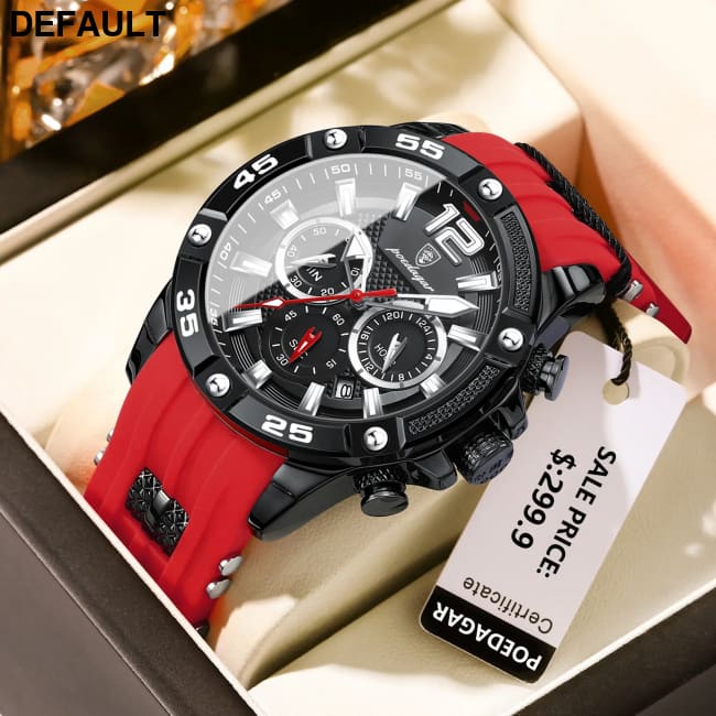 POEDAGAR Luxury Man Wristwatch Sport Chronograph Waterproof Luminous Date Watches for Men Casual Quartz Silicone Watch