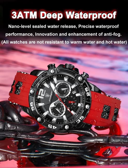 POEDAGAR Luxury Man Wristwatch Sport Chronograph Waterproof Luminous Date Watches for Men Casual Quartz Silicone Watch