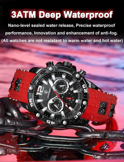 POEDAGAR Luxury Man Wristwatch Sport Chronograph Waterproof Luminous Date Watches for Men Casual Quartz Silicone Watch